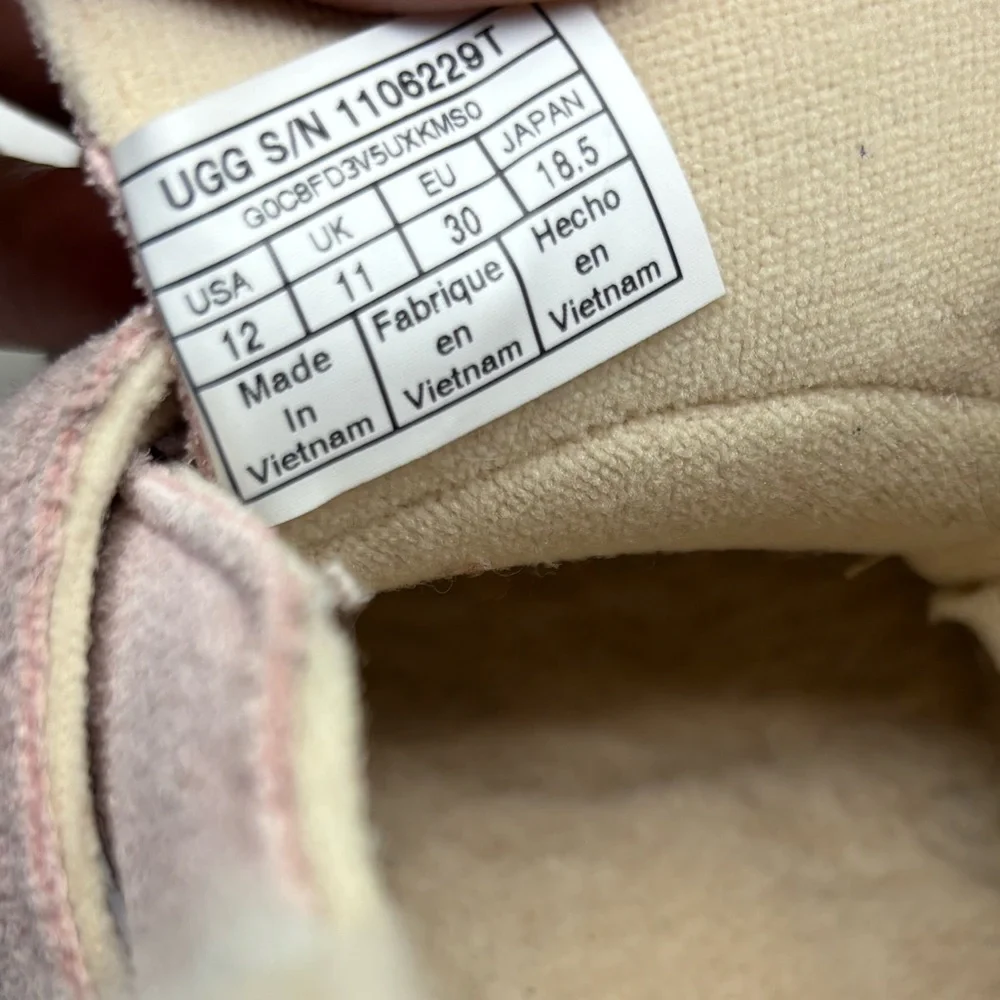 Ugg Pink Suede Shearling-Lined Boots, size 12 toddler girl, box 24